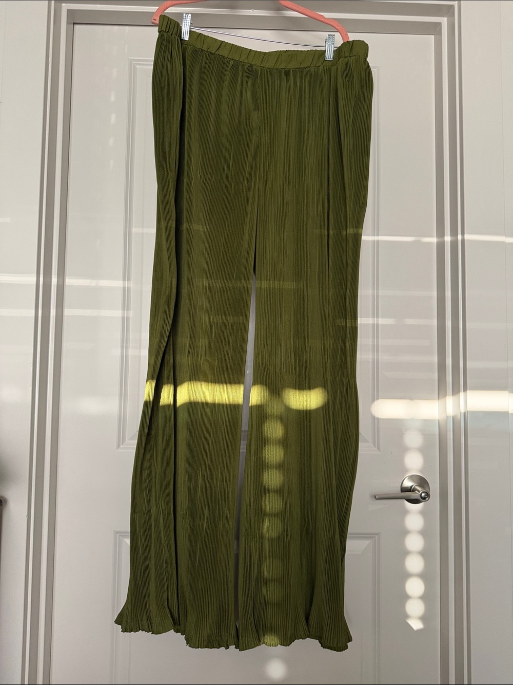 Olive Green Pleated Wide-Leg Pants- Tall